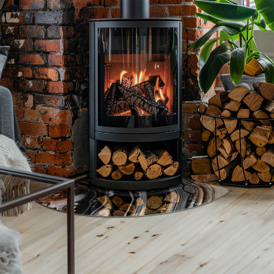 Plaque verre pour poêle Vagues et lignes dans un style abstrait