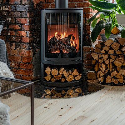 Plaque verre pour poêle Motif marbré subtil avec des veines