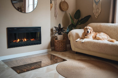 Plaque de sol en verre pour poêle Bois dans un style naturel