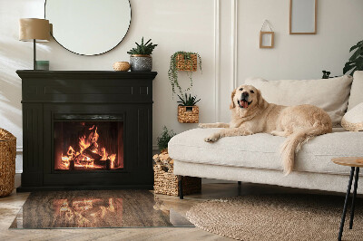 Plaque de sol en verre pour poêle Bois dans un style naturel