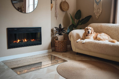 Plaque de sol en verre pour poêle Une disposition de planches avec un motif naturel