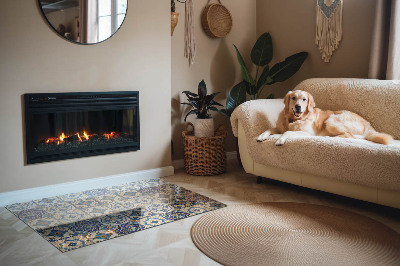 Plaque de sol en verre pour poêle Motif de mosaïque élégant avec des fleurs