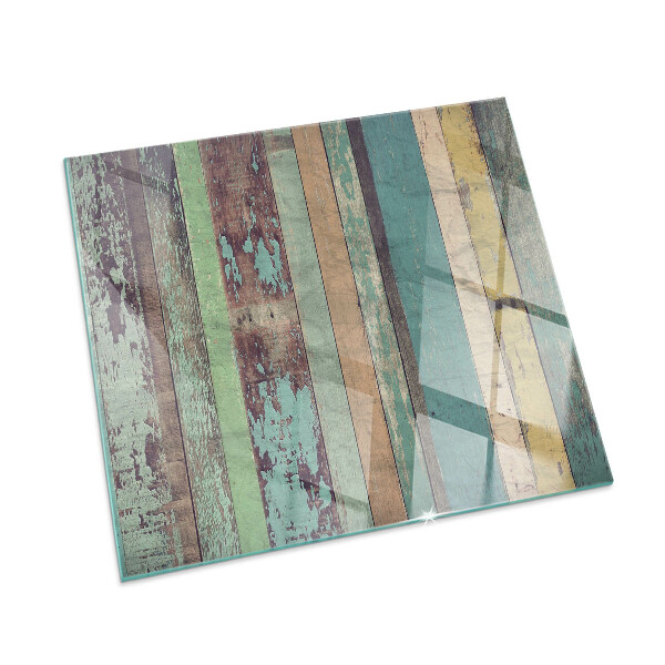 Plaque de sol en verre pour poêle Des planches aux tons très colorés