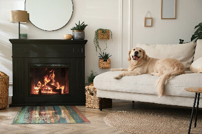 Plaque de sol en verre pour poêle Des planches aux tons très colorés