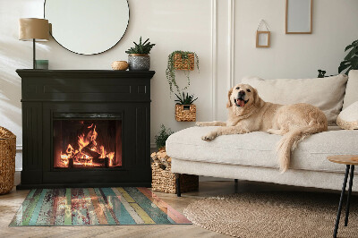 Plaque de sol en verre pour poêle Des planches aux tons très colorés