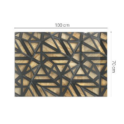 Plaque de sol en verre pour poêle Motifs géométriques sur fond bois