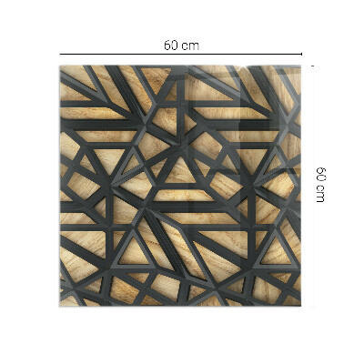 Plaque de sol en verre pour poêle Motifs géométriques sur fond bois