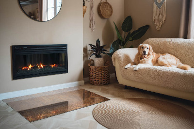 Plaque de sol en verre pour poêle Des accents rouillés sur le fond