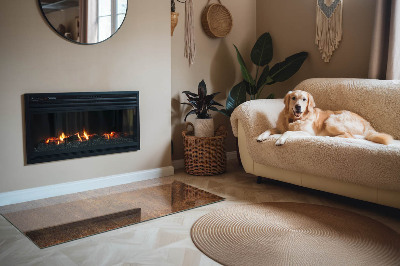 Plaque de sol en verre pour poêle Des accents rouillés sur le fond