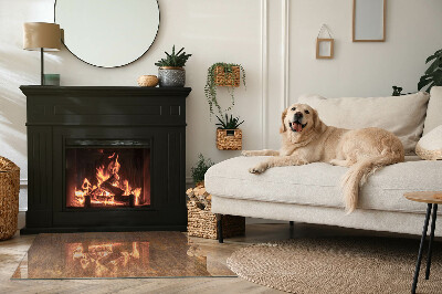 Plaque de sol en verre pour poêle Des accents rouillés sur le fond