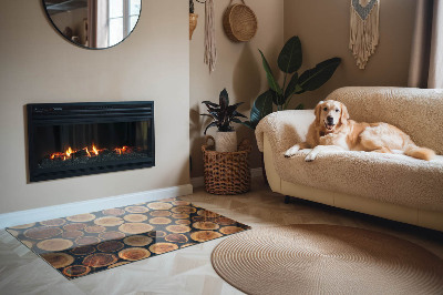 Plaque de sol en verre pour poêle Une boîte avec un motif en bois dentelé