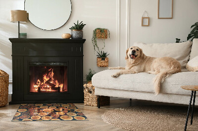 Plaque de sol en verre pour poêle Une boîte avec un motif en bois dentelé