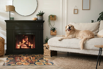 Plaque de sol en verre pour poêle Une boîte avec un motif en bois dentelé