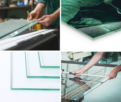 Plaque de sol en verre pour poêle Lignes et vagues dans une version moderne