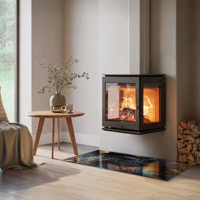 Plaque de sol en verre pour poêle Feuilles chics dans un motif