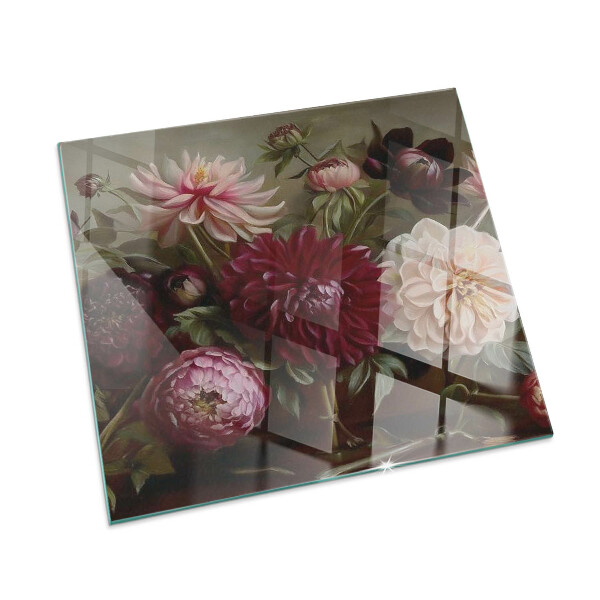 Plaque de sol en verre pour poêle Détails de fleurs colorées