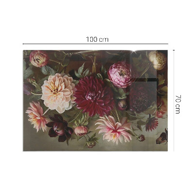 Plaque de sol en verre pour poêle Détails de fleurs colorées
