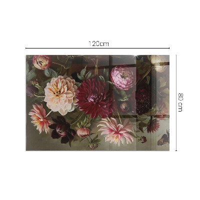 Plaque de sol en verre pour poêle Détails de fleurs colorées