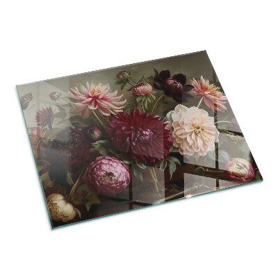 Plaque de sol en verre pour poêle Détails de fleurs colorées
