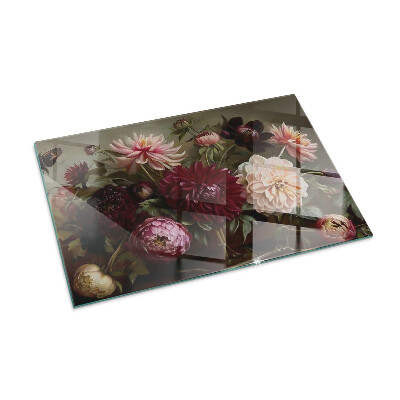 Plaque de sol en verre pour poêle Détails de fleurs colorées
