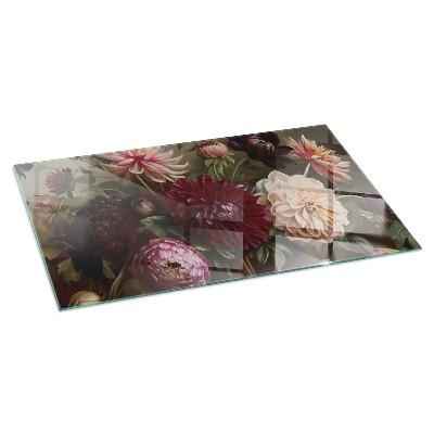 Plaque de sol en verre pour poêle Détails de fleurs colorées