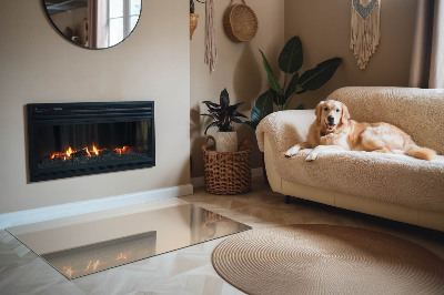 Plaque de sol en verre pour poêle Couleur beige