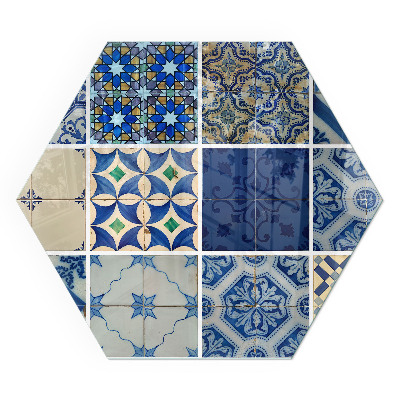 Verre sous poêle à bois hexagonal Des motifs élégants inspirés de la céramique