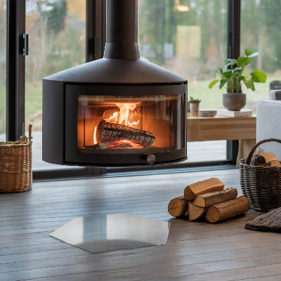 Verre sous poêle à bois hexagonal Style effet béton