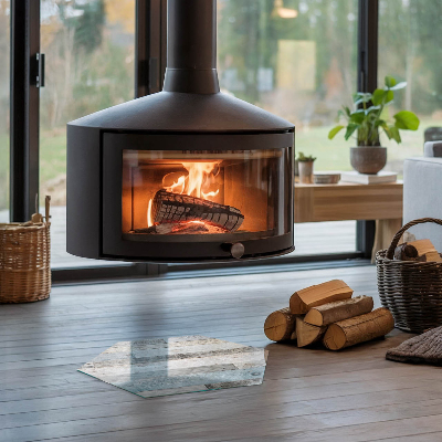 Plaque verre devant cheminée hexagonal Des planches de différentes couleurs dans le style