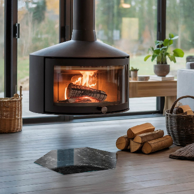 Plaque verre devant cheminée hexagonal Design classique en marbre