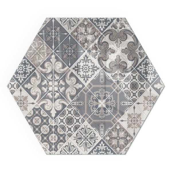 Vitre sous poêle à bois hexagonal Motifs de mosaïque décoratifs