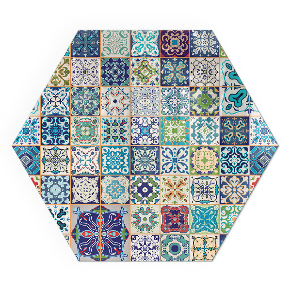 Plaque verre devant cheminée hexagonal Mosaïque de formes variées