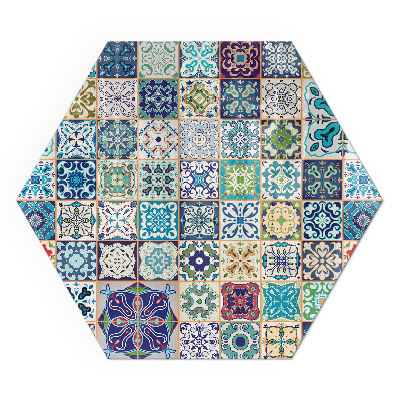 Plaque verre devant cheminée hexagonal Mosaïque de formes variées