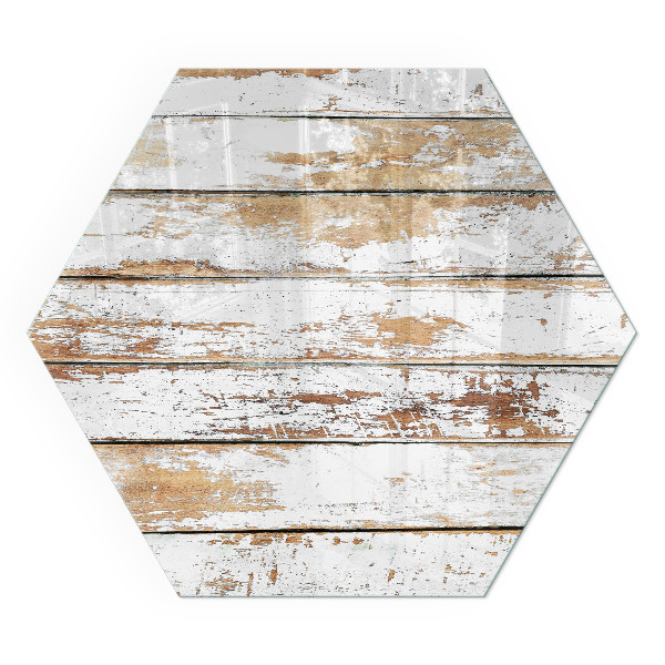 Plaque verre devant cheminée hexagonal Motif endommagé de la surface en bois