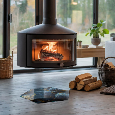 Verre sous poêle à bois hexagonal Feuilles chics disposées selon un motif