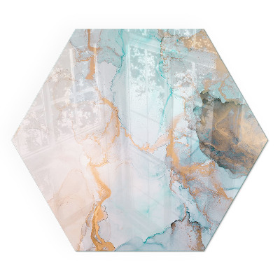 Plaque verre devant cheminée hexagonal Vagues de couleurs abstraites