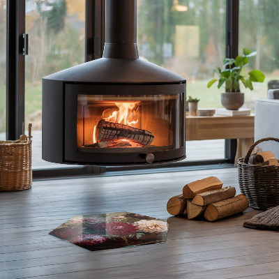 Plaque verre devant cheminée hexagonal Détails de fleurs colorées