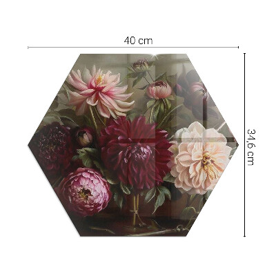 Plaque verre devant cheminée hexagonal Détails de fleurs colorées