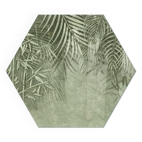 Verre sous poêle à bois hexagonal Fond avec des feuilles tropicales