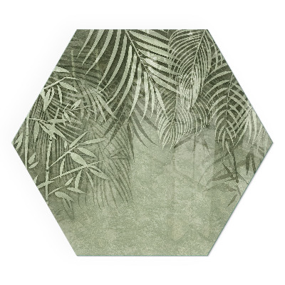 Verre sous poêle à bois hexagonal Fond avec des feuilles tropicales