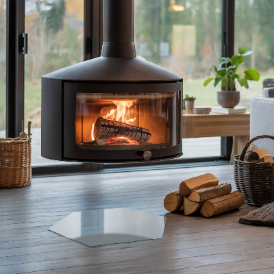 Vitre sous poêle à bois hexagonal Couleur grise