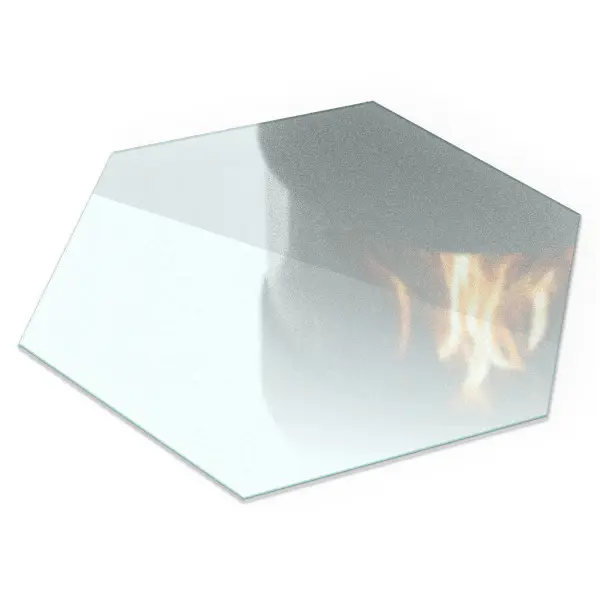 Plaque de sol hexagonale semi-transparente pour poêle
