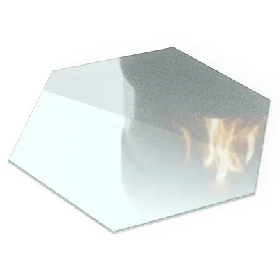 Plaque de sol hexagonale semi-transparente pour poêle