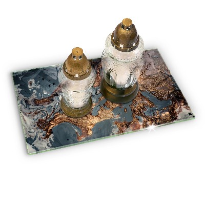 Dessous de bougie rectangulaire Structure rocheuse dorée