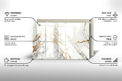 Dessous de bougie rectangulaire Marbre clair avec or