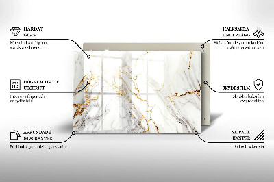 Dessous de bougie rectangulaire Marbre clair avec or