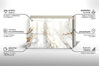 Dessous de bougie rectangulaire Marbre clair avec or