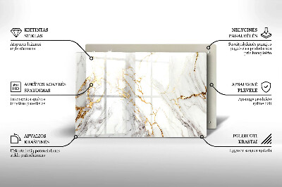 Dessous de bougie rectangulaire Marbre clair avec or