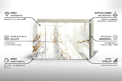 Dessous de bougie rectangulaire Marbre clair avec or