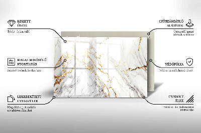 Dessous de bougie rectangulaire Marbre clair avec or